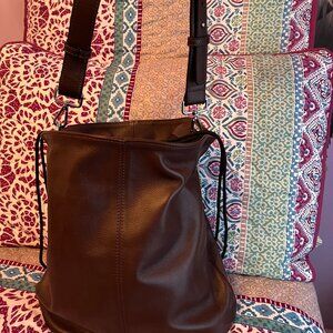 New Never Used, Beautiful Chocolate Brown Soft Leather Look & Feel Bucket Bag